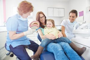 family in dental exam room