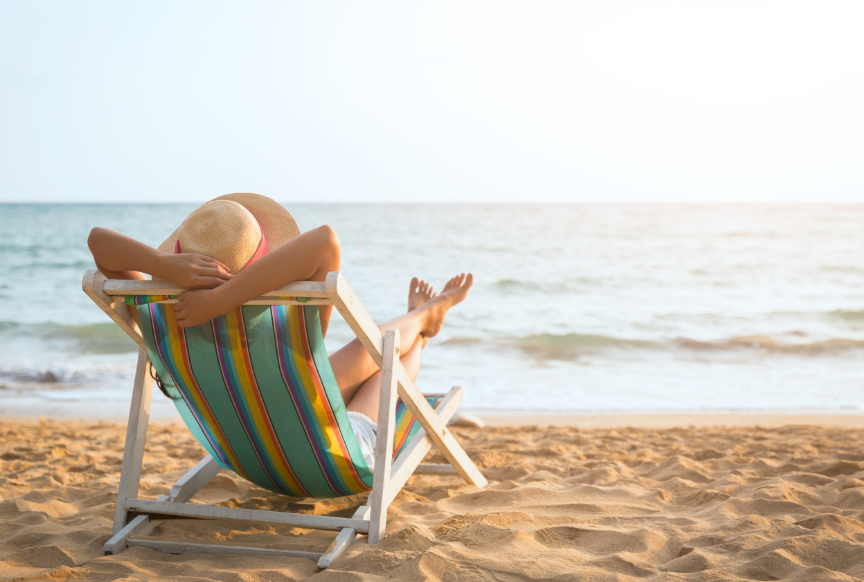 Woman relaxing in beach chair